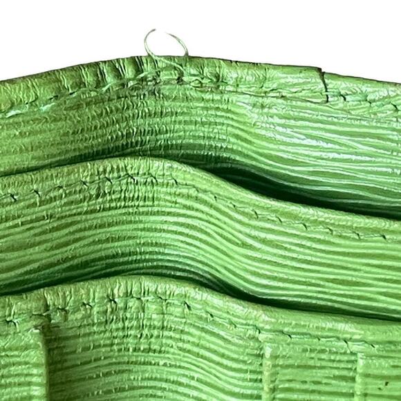 PICCHIONI Lime Green Leather Wallet w Gold-tone Clasp Closure - Picture 9 of 16